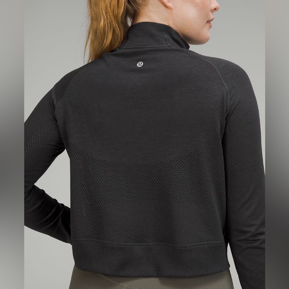 🍋 Lululemon Breathable Textured Knit Training Jacket Black / Graphite Grey - Picture 4 of 13